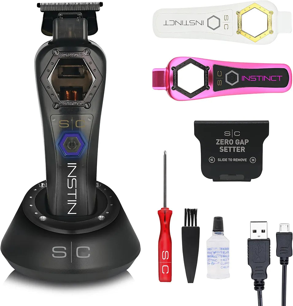 Stylecraft Instinct Trimmer Metal Edition by Gamma Più, Men's Professional Hair Clipper with Intuitive Torque Control, 180 Min Wireless Autonomy, 0 Gap Adjustable Blade, 3 Covers