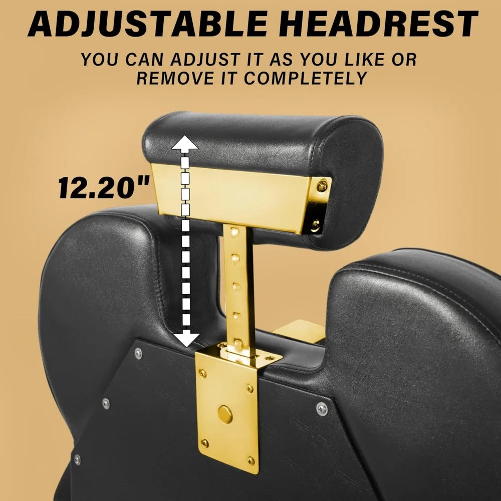 Hydraulic Recline Barber Chair, Black All Purpose Salon Chairs for Hair Stylist Professional for Barbershop Stylist Tattoo Chair