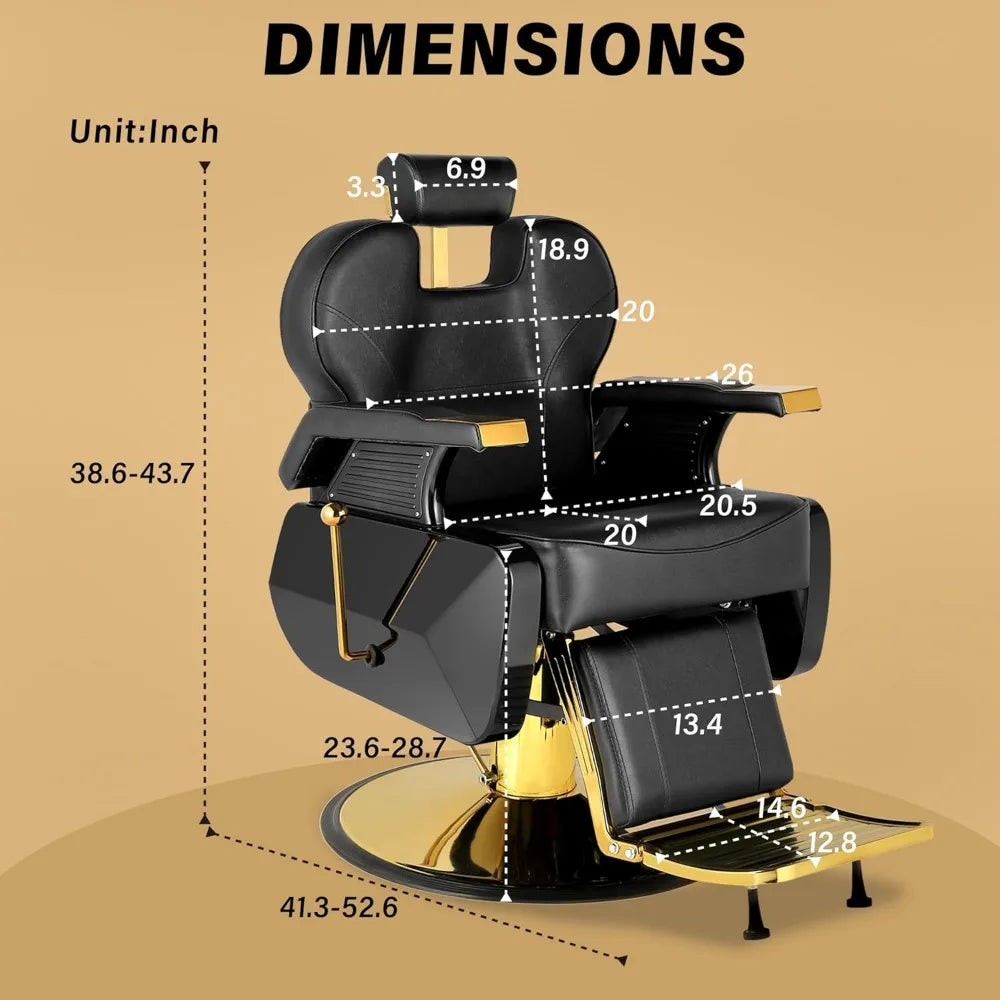Hydraulic Recline Barber Chair, Black All Purpose Salon Chairs for Hair Stylist Professional for Barbershop Stylist Tattoo Chair