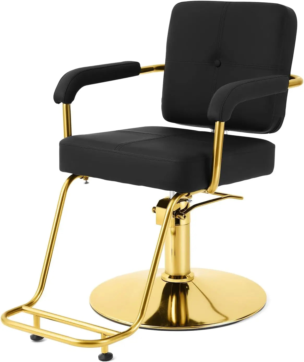 Black and Gold Salon Chair Professional Stylist Chair with Heavy Duty Hydraulic Pump Hair Salon Styling Chair 360 Degree Swivel