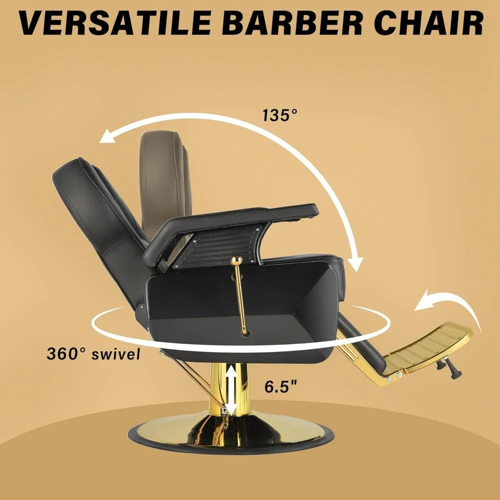 Hydraulic Recline Barber Chair, Black All Purpose Salon Chairs for Hair Stylist Professional for Barbershop Stylist Tattoo Chair