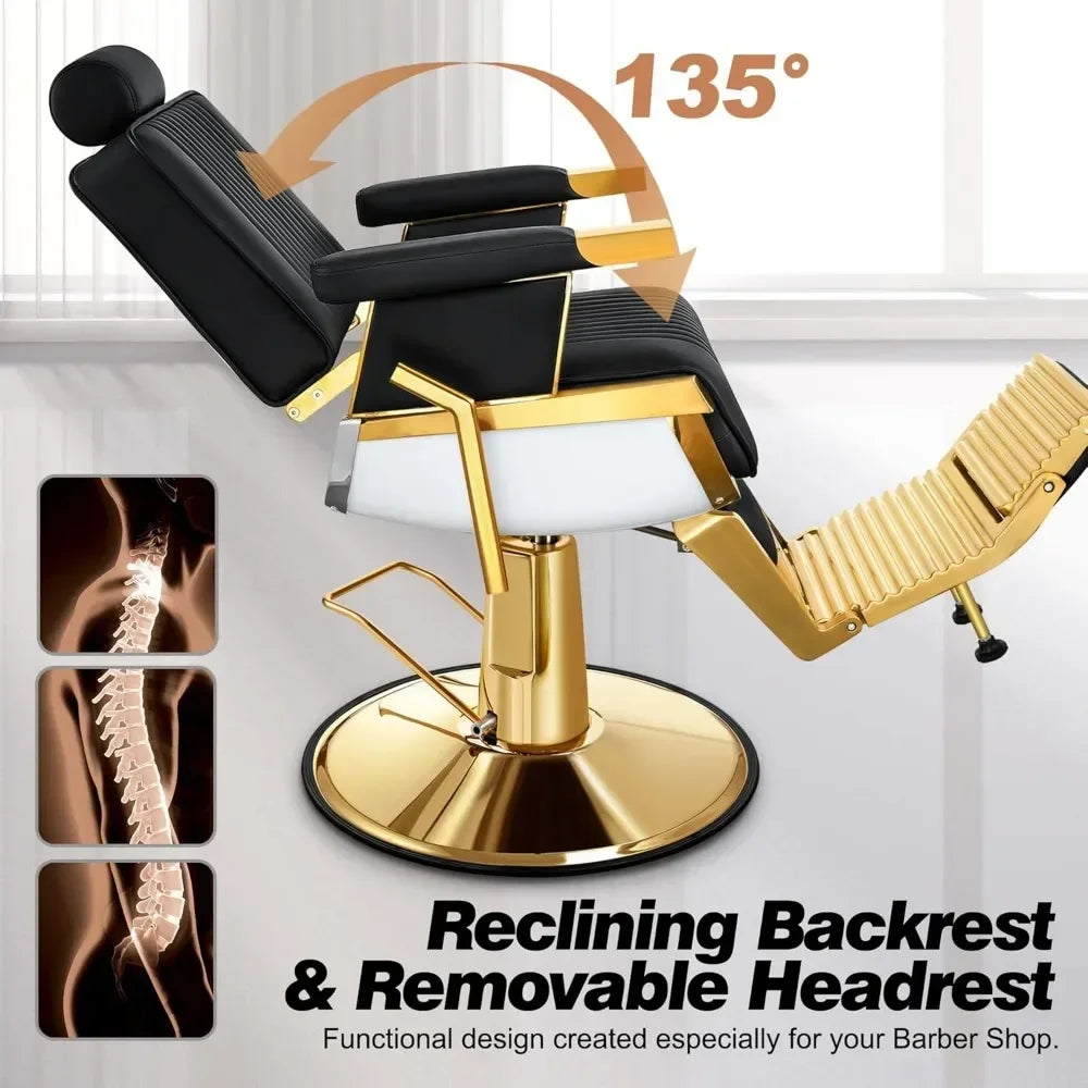 Reclining Salon Chair with Adjustable Backrest & Lumbar Support, Elegant Design Stylist Chair