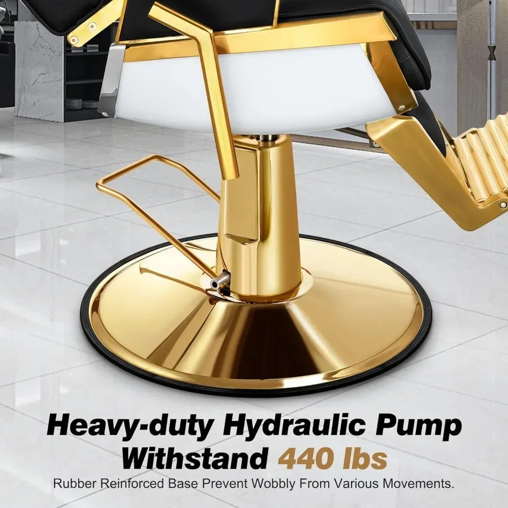 Reclining Salon Chair with Adjustable Backrest & Lumbar Support, Elegant Design Stylist Chair