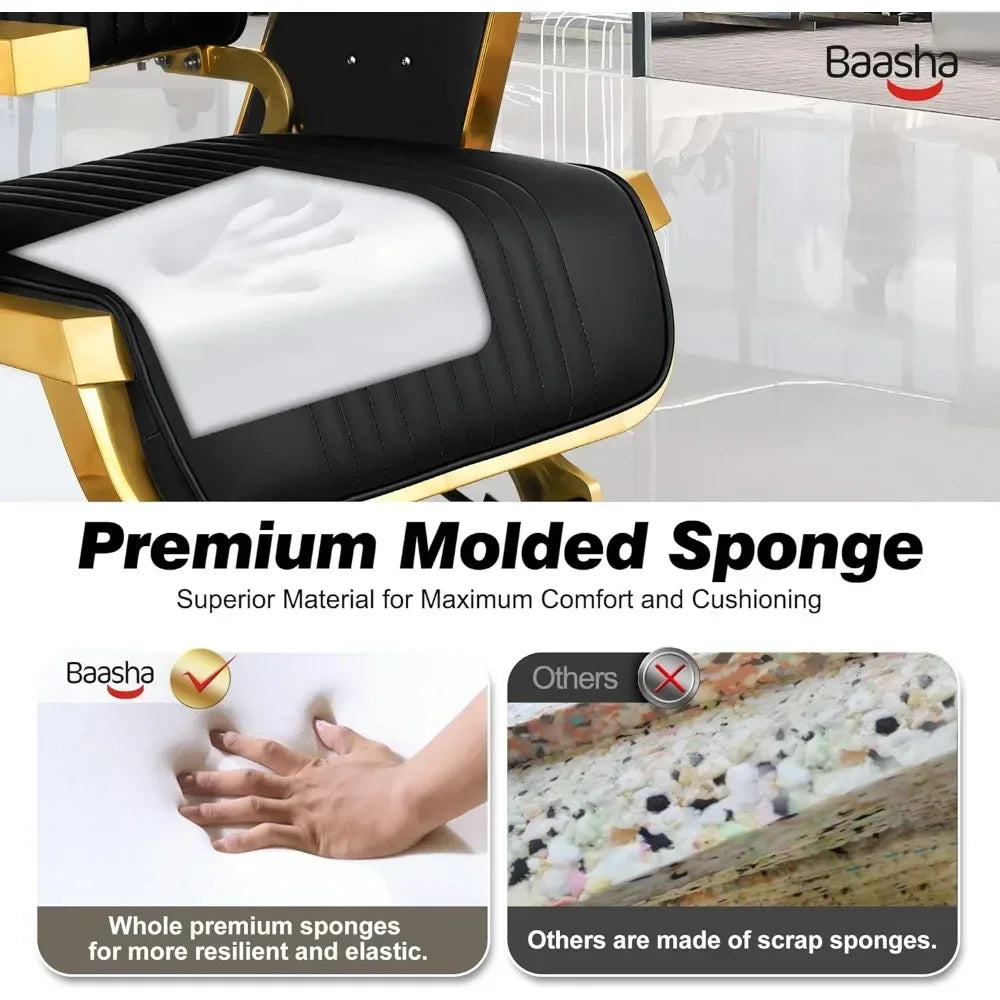 Reclining Salon Chair with Adjustable Backrest & Lumbar Support, Elegant Design Stylist Chair