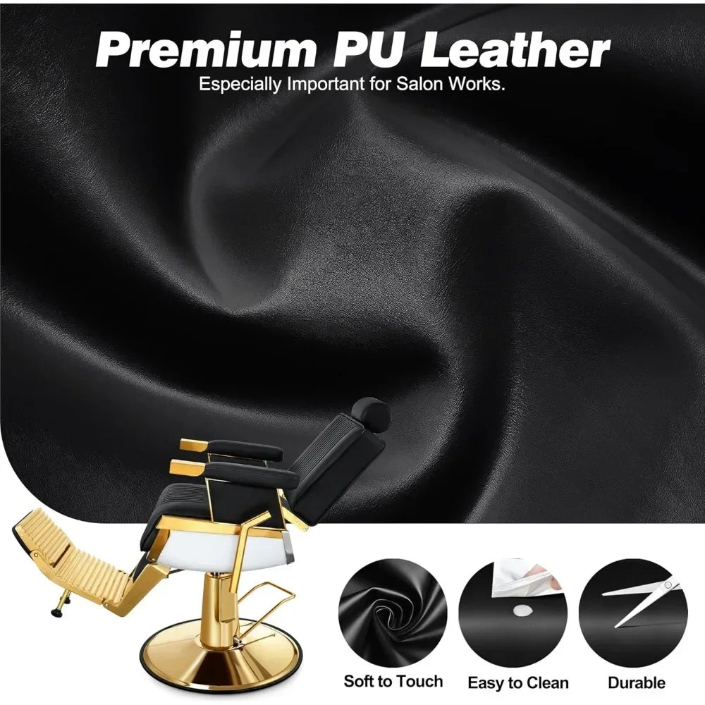 Reclining Salon Chair with Adjustable Backrest & Lumbar Support, Elegant Design Stylist Chair