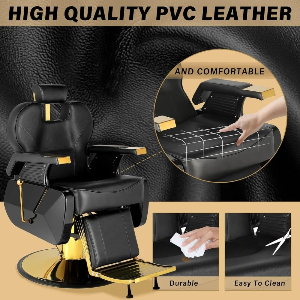 Hydraulic Recline Barber Chair, Black All Purpose Salon Chairs for Hair Stylist Professional for Barbershop Stylist Tattoo Chair