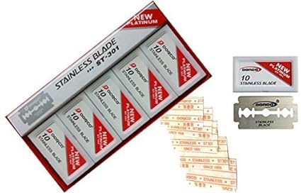 Dorco Double Edge Razor platinum stainless Blades Red ST 301- Stainless (1 Box = 100 Blades)