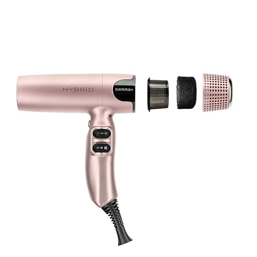 GAMMA+ Hybrid Professional Hair Dryer Lightweight, Ionic Technology, Low Noise with 2 Nozzles and Diffuser