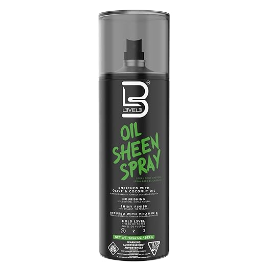 L3 Level 3 Oil Sheen Spray - Adds Shine to Hair After Styling - Infused with Vitamin E, Olive and Coconut Oil and Herbal Extracts Level Three Oil Shine Spray