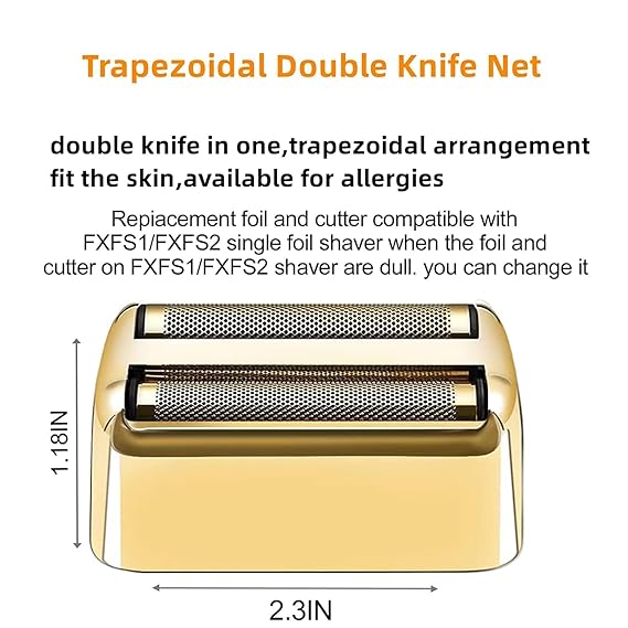 eplacement Foil and Cutters Compatible with BaBylissPRO Double Foil Shaver, Replacement Foil Compatible with BaBylissPRO FXFS2 Shaver, 1 counts (Gold)