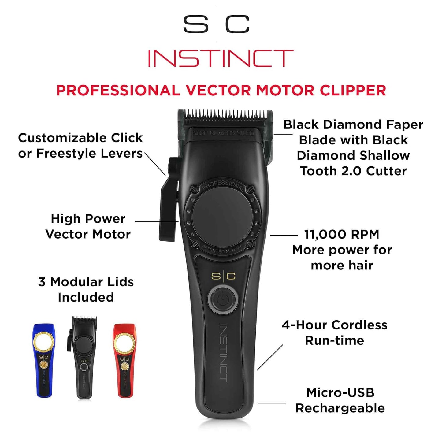 INSTINCT PROFESSIONAL VECTOR MOTOR CORDLESS HAIR CLIPPER WITH INTUITIVE TORQUE CONTROL