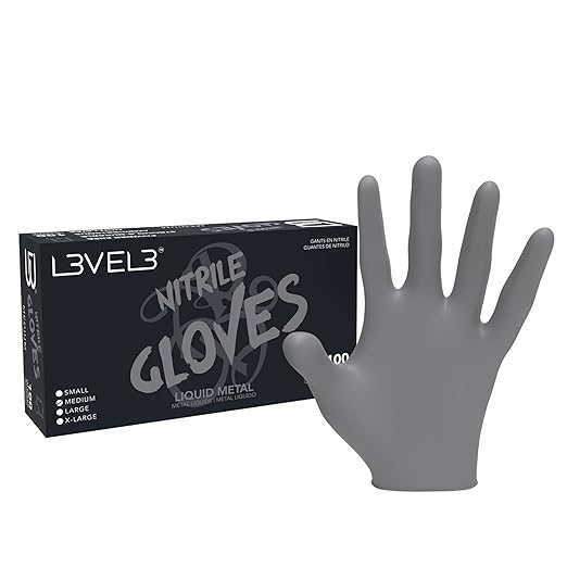 L3 Level 3 Nitrile Gloves - Professional Heavy Duty Disposable Gloves - Latex Free - Fits Snug - Box of 100 SMALL