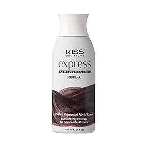 Kiss Express Semi-Permanent Hair Color 100mL (3.5 US fl.oz) (1 PACK, Black)