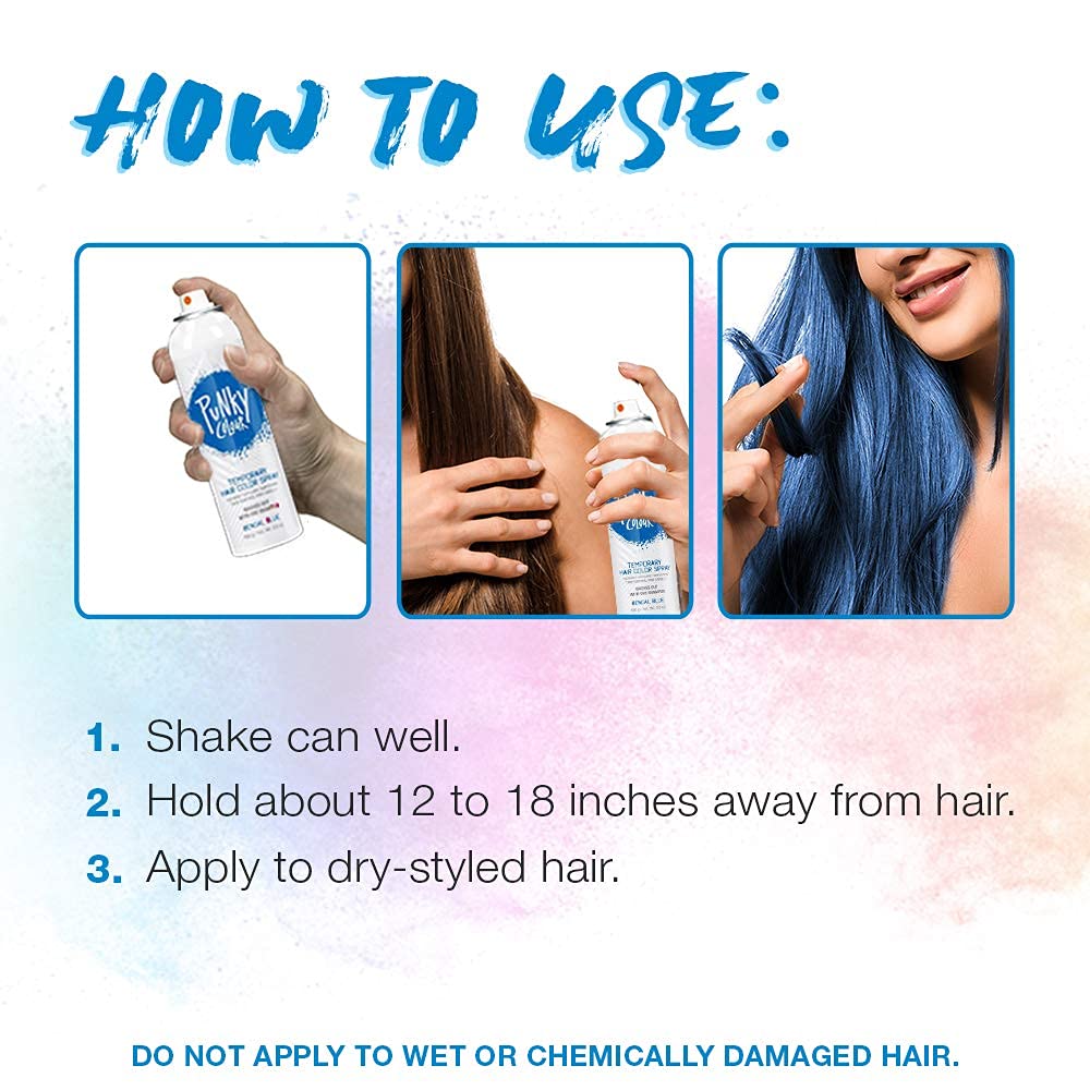 Punky Temporary Hair Color Spray, Bengal Blue, Non-Damaging Hair Dye for Instant Vivid Hair Color, 3.5 oz