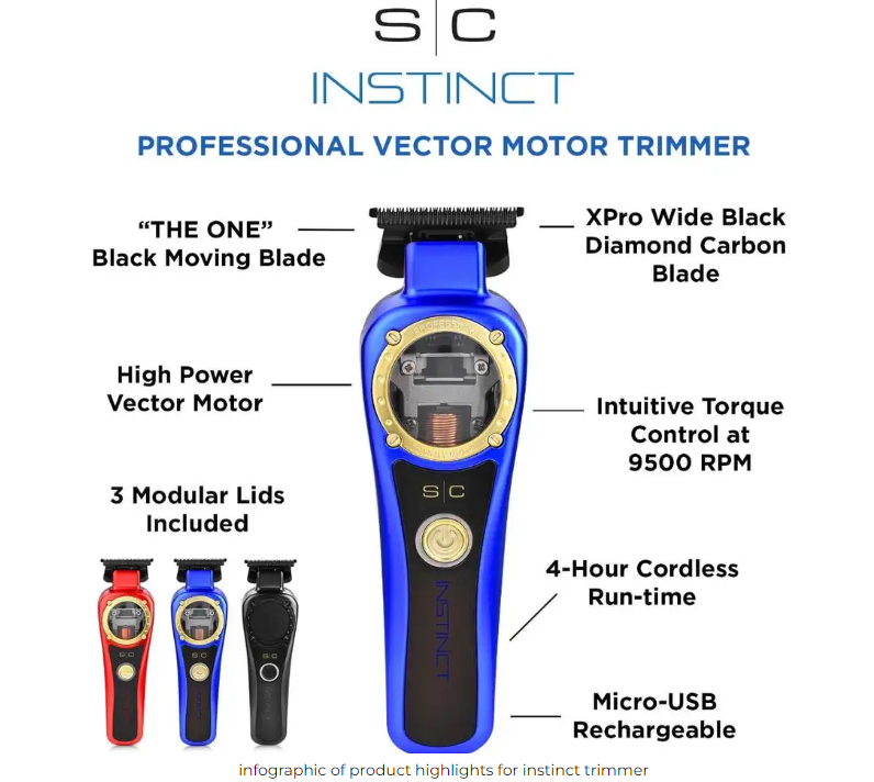 INSTINCT PROFESSIONAL VECTOR MOTOR CORDLESS HAIR TRIMMER WITH INTUITIVE TORQUE CONTROL