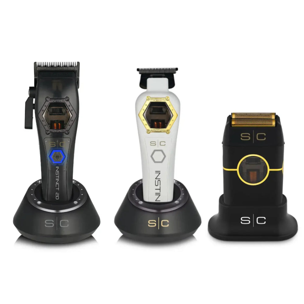 Cortadora de cabello StyleCraft Instinct Metal Edition con Trimmer  Instinct Metal Edition y Shaverde doble lámina Instinct Metal (SC611M, SC410M, SC807) [COMBO]