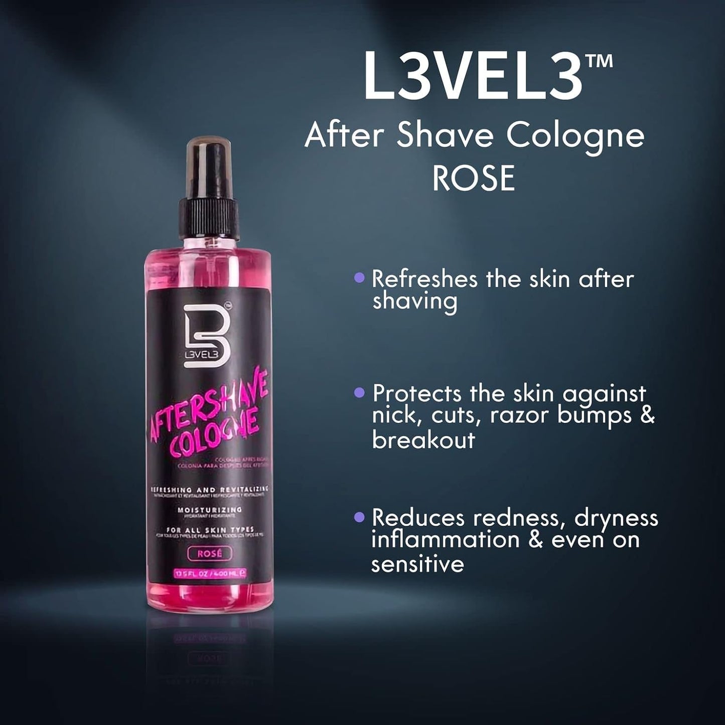 L3 Level 3 After Shave Spray Cologne - Softens Skin - Refreshes and Relieves Face and Skin - Moisturizing Formula Level Three After Shaving 13.5 FL.OZ / 400ML