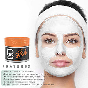 Level 3 Apricot Facial Scrub - Great for All Skin Types - Reduces Acne - Gentle and Effective Exfoliation - Reduces Clogged Pores